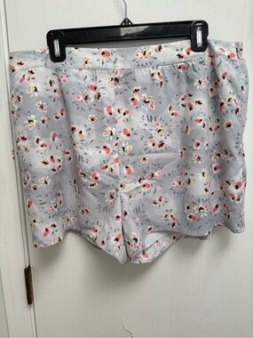 LC Lauren Conrad Gray Floral Smocked Shorts with Pink & Yellow Accents